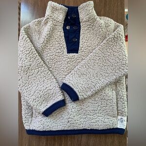 GAP Cozy Sherpa Pullover with Navy Accents